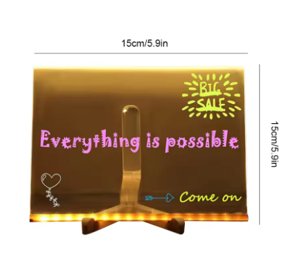 LED Children‘s Drawing Board with 7 Colorful Pens Acrylic Dry Erase Board Erasable Neon Sign