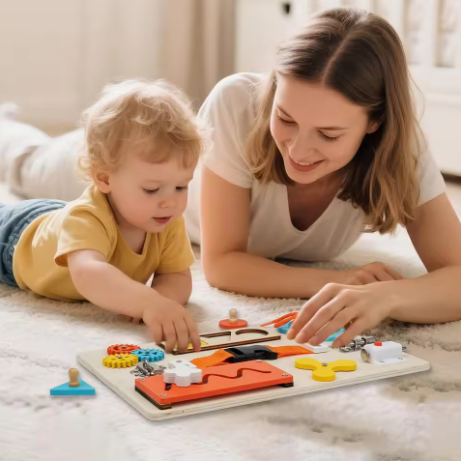 9 in 1 Wooden Activity Sensory Busy Board For Fine Motor Skills