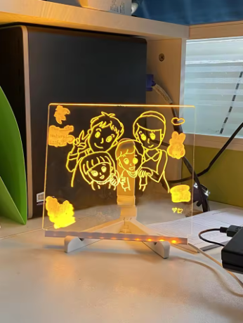 LED Children‘s Drawing Board with 7 Colorful Pens Acrylic Dry Erase Board Erasable Neon Sign