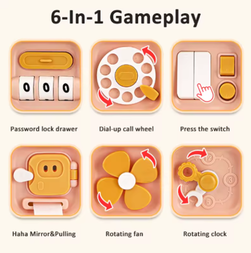 6 in 1 Multifunctional Busy Board, Montessori Toy For Kids