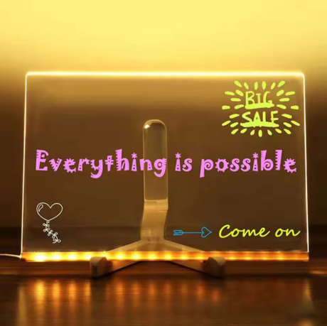 LED Children‘s Drawing Board with 7 Colorful Pens Acrylic Dry Erase Board Erasable Neon Sign