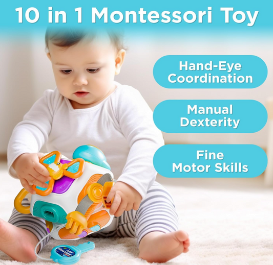 10 in 1 Busy Board Cube Plane Carseat and Travel Montessori Sensory Toy