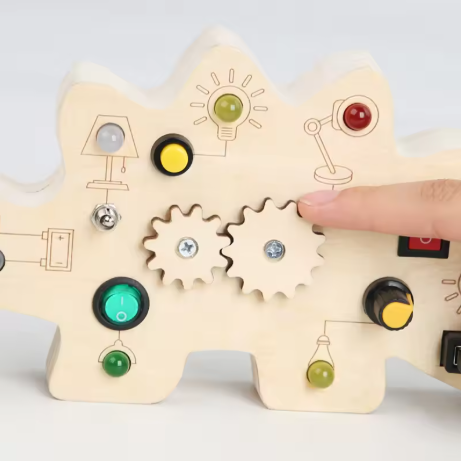 LED Dinosaur Busy Board, Montessori Sensory Board