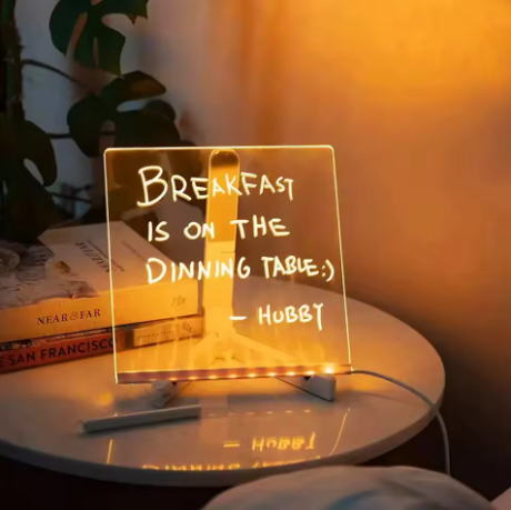 LED Children‘s Drawing Board with 7 Colorful Pens Acrylic Dry Erase Board Erasable Neon Sign