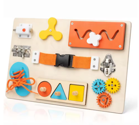9 in 1 Wooden Activity Sensory Busy Board For Fine Motor Skills