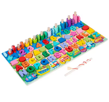 Preschool Wooden Number Letter Traffic Fishing Building Busy Board