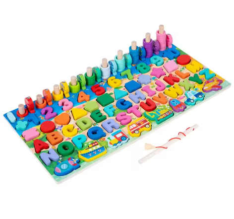 Preschool Wooden Number Letter Traffic Fishing Building Busy Board