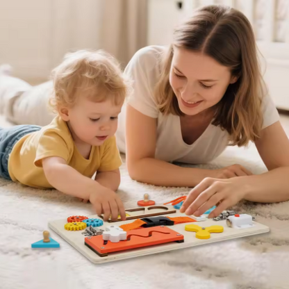 9 in 1 Wooden Activity Sensory Busy Board For Fine Motor Skills