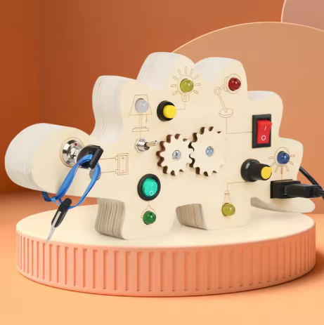 LED Dinosaur Busy Board, Montessori Sensory Board
